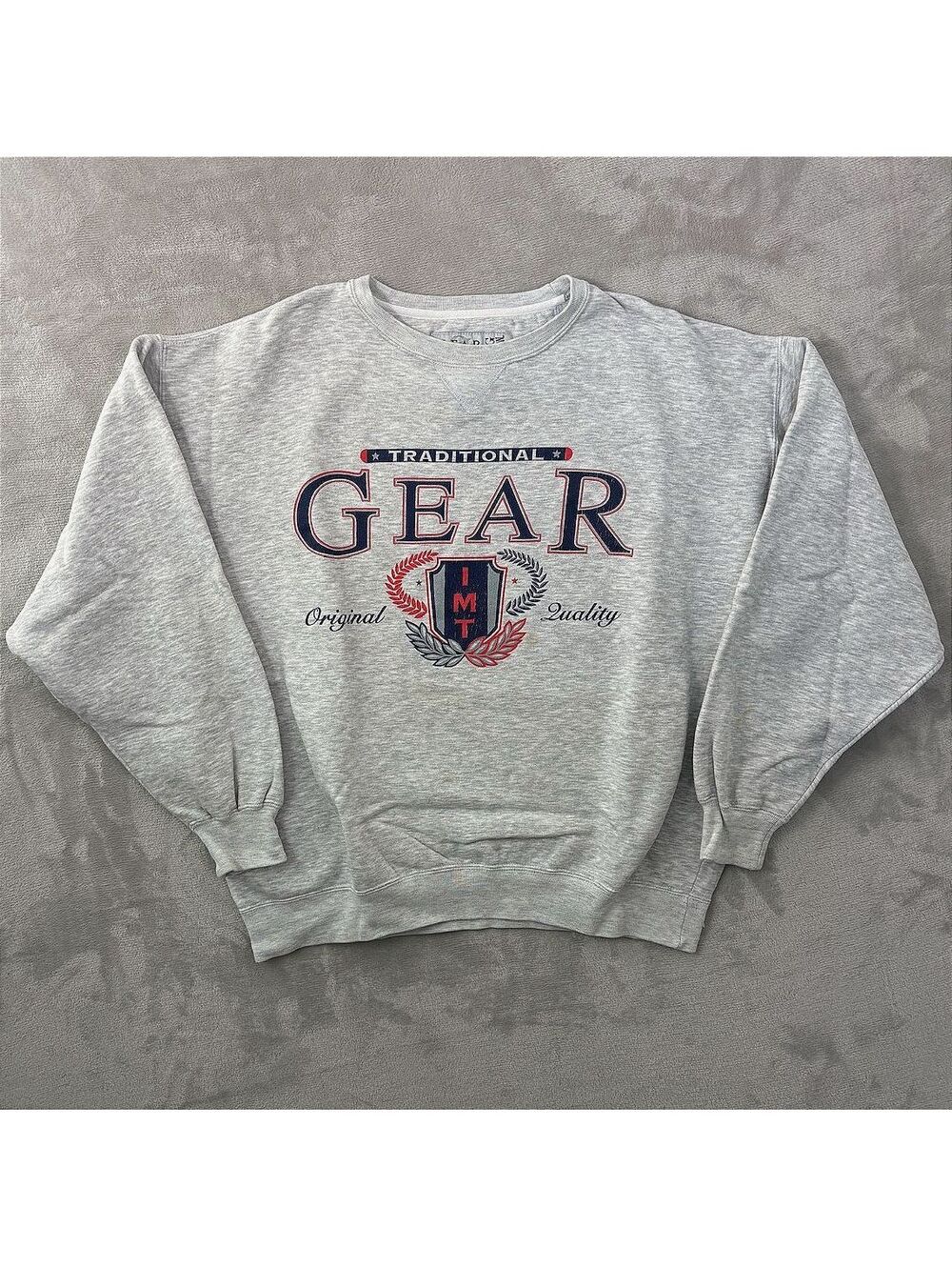 VTG 90s Gear for Sports Big Cotton Crewneck Sweatshirt M Gray